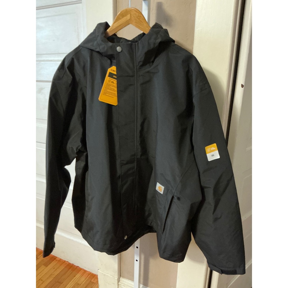 Carhartt Bayou Jacket Mens 2XL Black Storm Defender Waterproof Hooded OJ6434-M - Picture 3 of 16